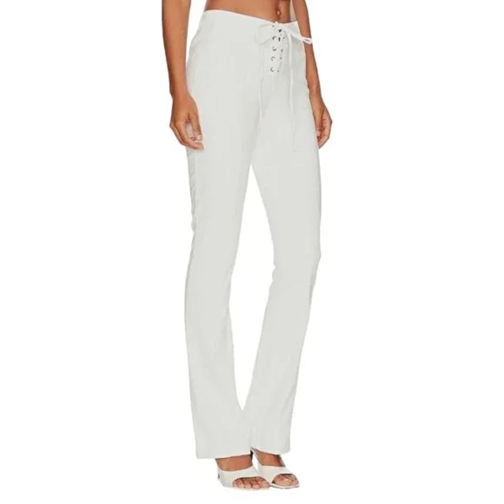 h:ours | Annalise Faux Leather Pants in Ivory